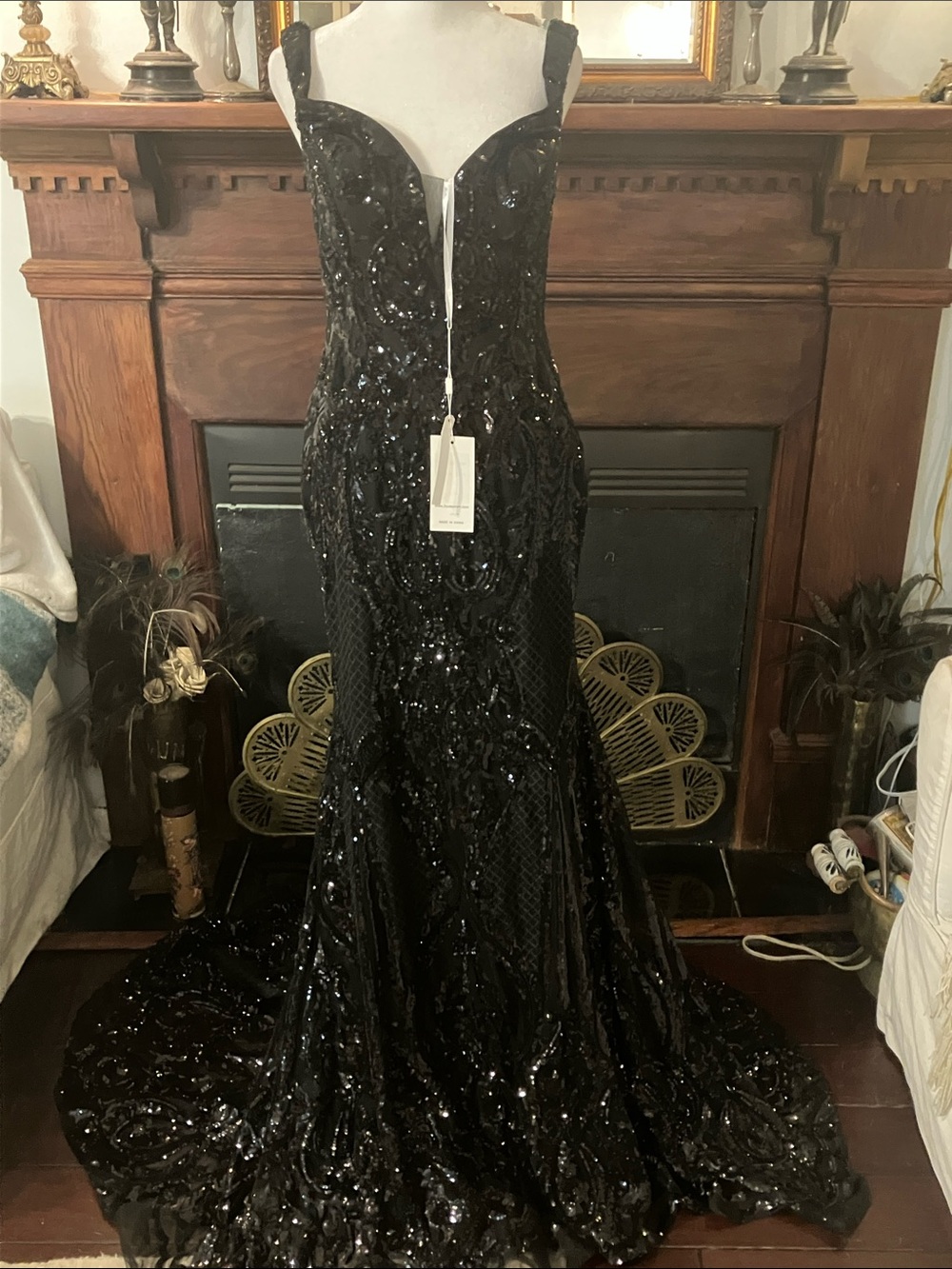 Black Sequined Evening Gown - Elegant Formal Dress